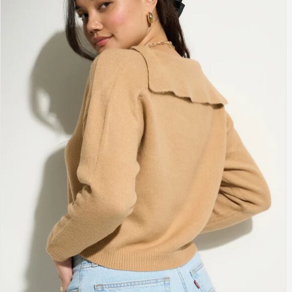 Camillie Knit Pullover Sailor Collar, Camel - Picture 1 of 3